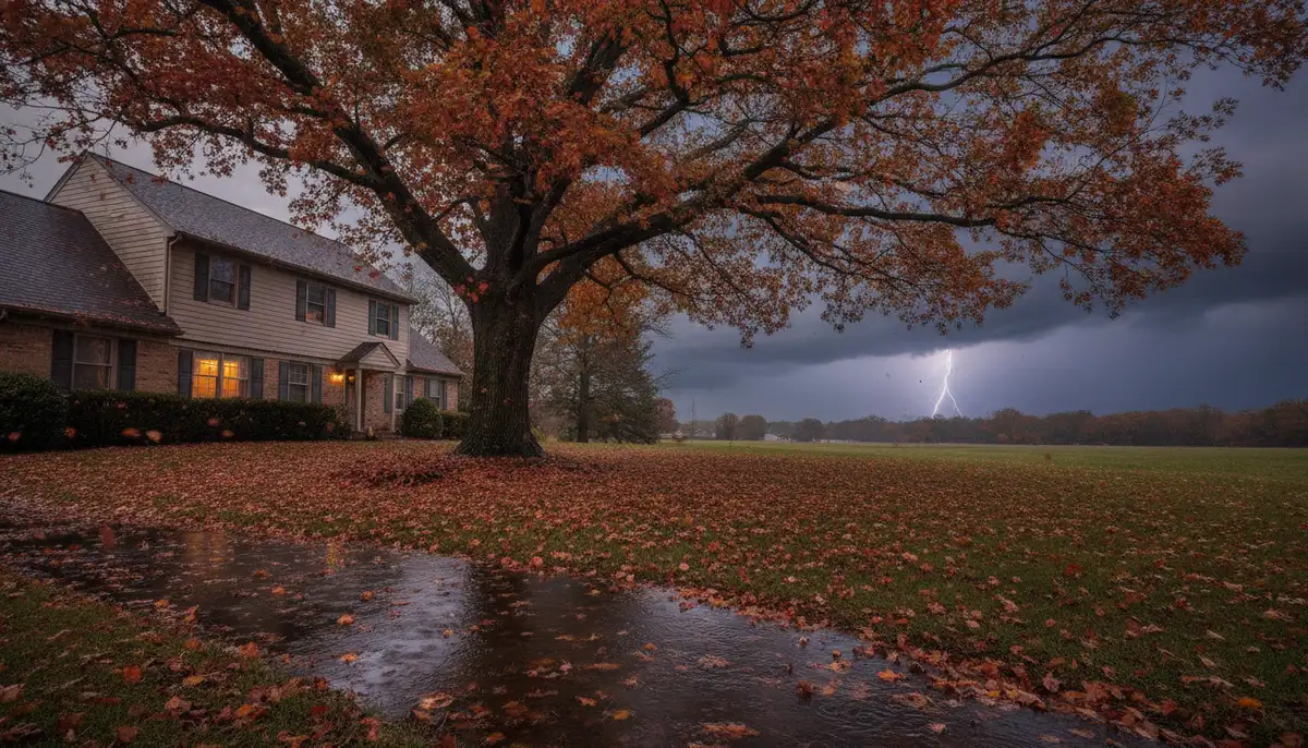 The Science of Fall Storms: Why Leafy Canopies and Wet Soil Threaten Your Property visual summary