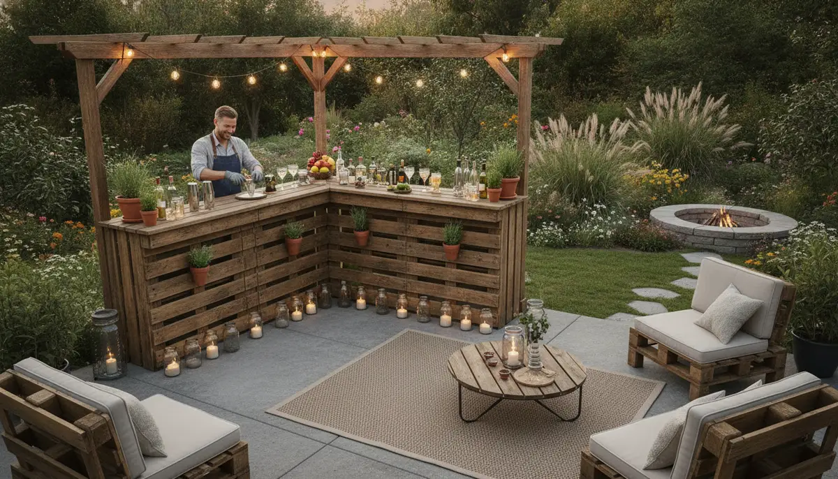 Transform Your Backyard with a Custom DIY Pallet Bar: A Guide to Upcycled Outdoor Entertaining visual summary